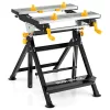 Goplus Portable Workbench, Folding Work Table w/Tiltable Platform, 7-Level Adjustable Height