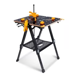 WORKESS Portable Workbench & Sawhorse, 1000Lbs Capacity Heavy Duty Folding Work Table, 23.6"-36" Adjustable Height