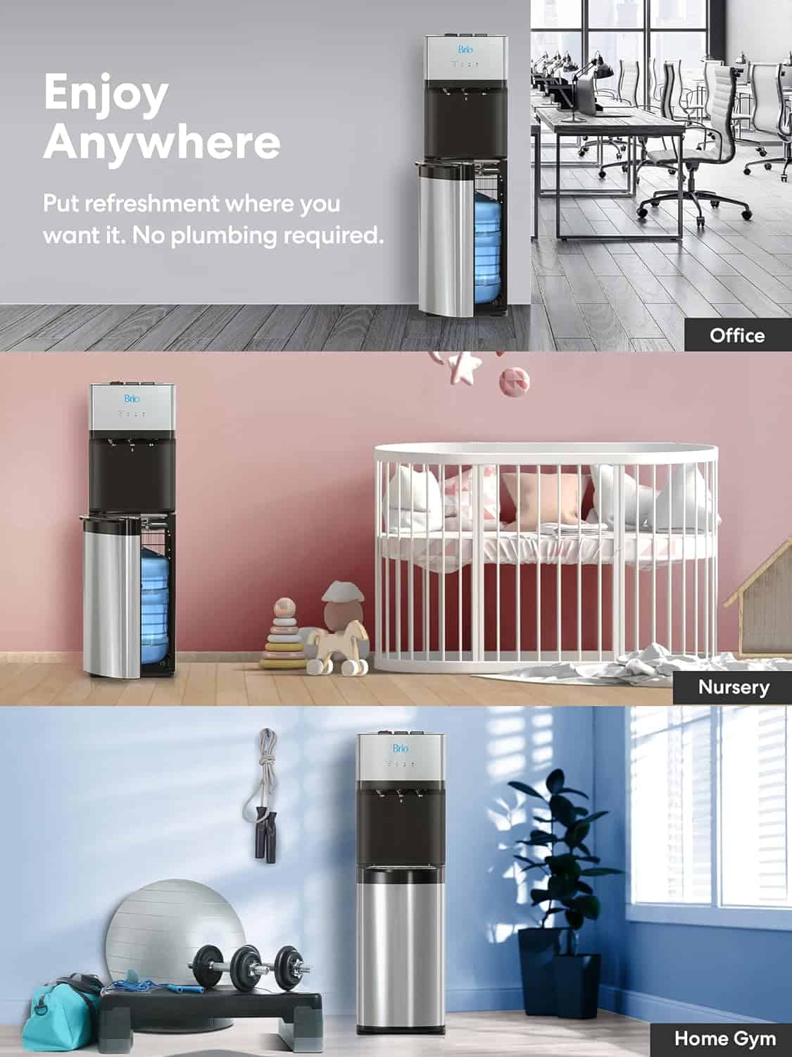 Brio Self Cleaning Bottom Loading Water Cooler Water Dispenser – Limited Edition - 3 Temperature Settings - Hot, Cold & Cool Water