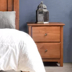 Shaker 2-Drawer Bedside Nightstand, Solid Wood with Walnut Finish