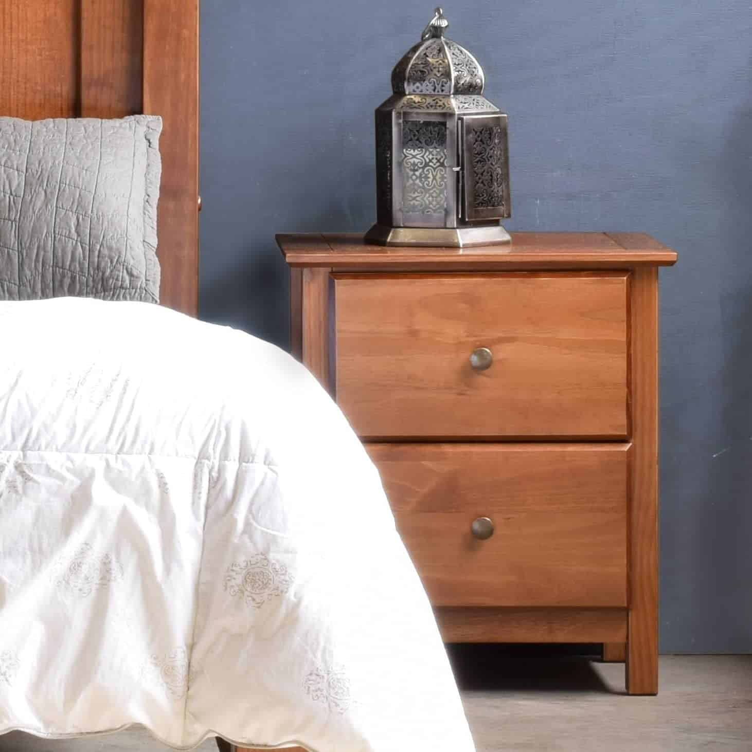 Shaker 2-Drawer Bedside Nightstand, Solid Wood with Walnut Finish