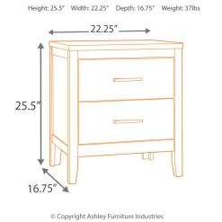 Signature Design by Ashley Olivet Glam 2 Drawer Nightstand with Faux Shagreen Drawer Fronts, Silver