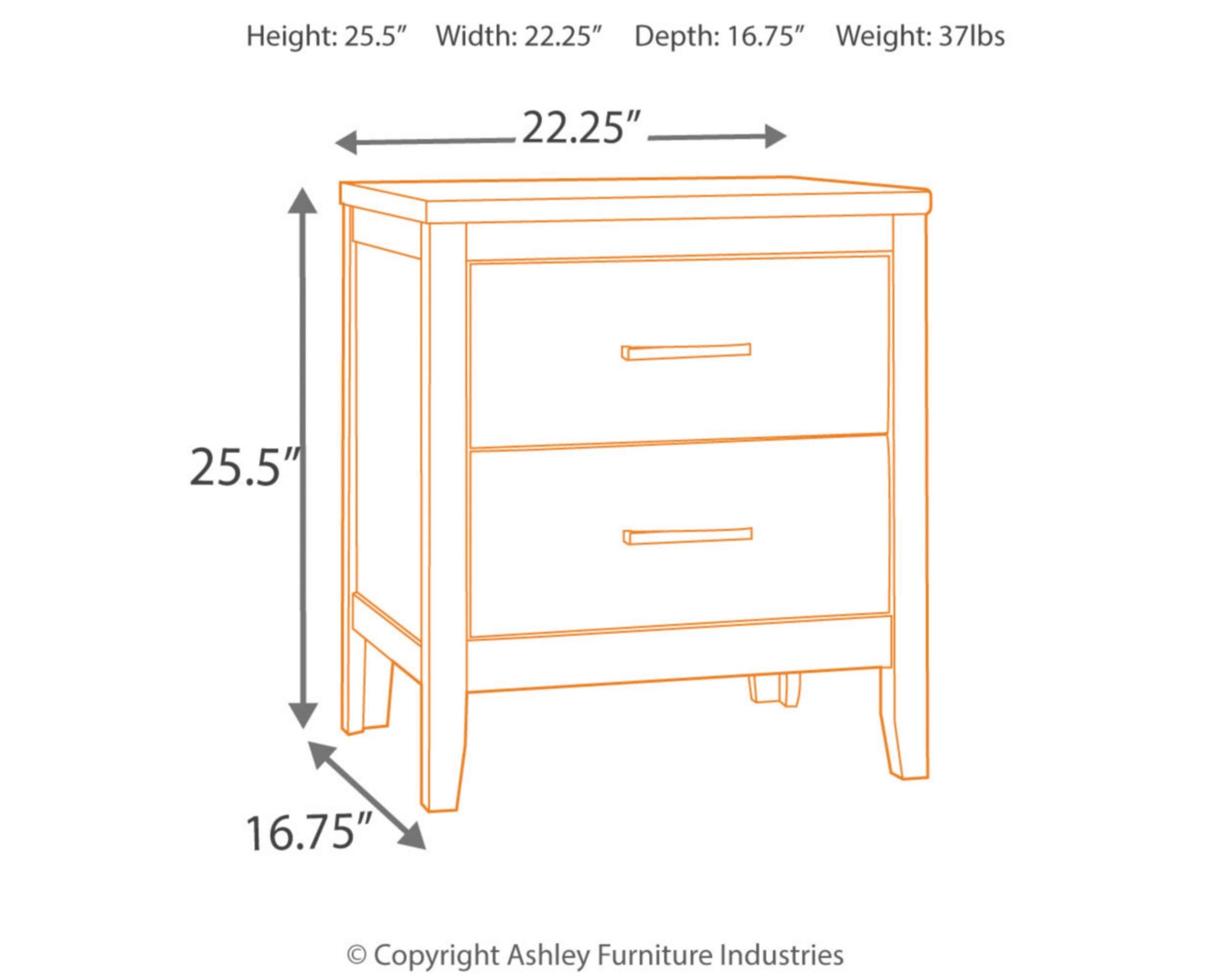 Signature Design by Ashley Olivet Glam 2 Drawer Nightstand with Faux Shagreen Drawer Fronts, Silver