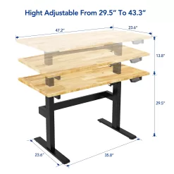 FLEXIMOUNTS Electric Height Adjustable Work Bench with Memory Keypad 47x24 Inches