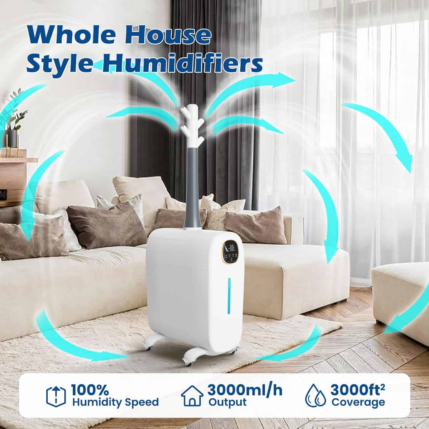Humidifiers for Large Room Home, 6.6Gal/25L Large Humidifier Whole House Humidifier 3000 sq.ft