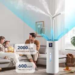 Honovos Humidifiers for Bedroom, 15L Wholehouse Humidifier for 2000 sq. ft, 600ml/h Cool Mist Humidifier
