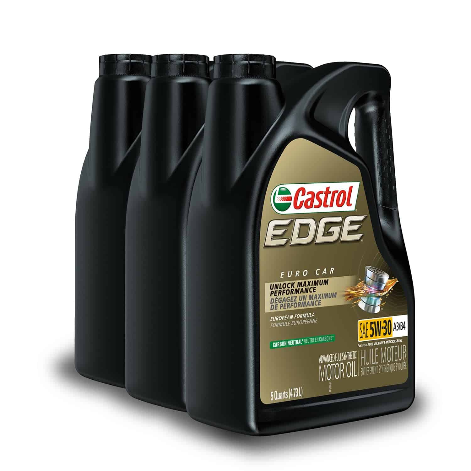 Castrol Edge Euro 5W-30 A3/B4 European Advanced Full Synthetic Motor Oil, 5 Quarts, Pack of 3