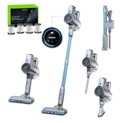 Oraimo Cordless Vacuum, 24KPA Vacuum Cleaner with 270W Brushless Motor, Stick Vacuum with Anti-entangle Floor Brush, 4 HEPA