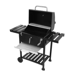 Royal Gourmet CD1824EN 24” Charcoal Grill Outdoor Smoker with Side Tables Backyard Griller Party BBQ Picnic Patio Cooking, Black