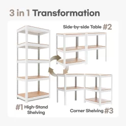 HOMEDANT House 5 Tier 24.4" W Laminated Metal Shelving Unit Adjustable Storage Utility Rack