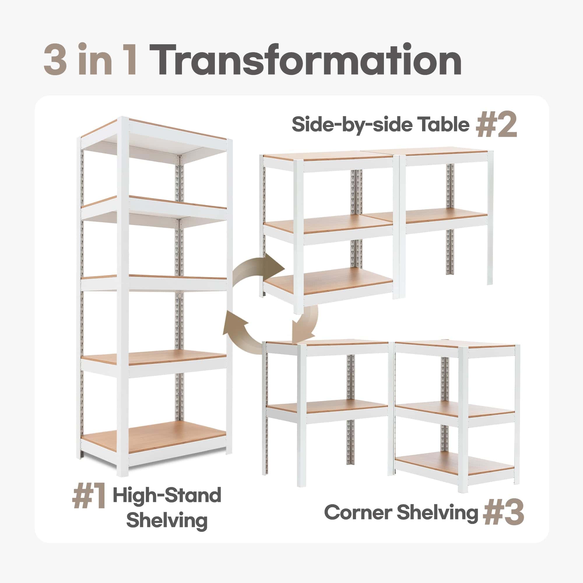 HOMEDANT House 5 Tier 24.4" W Laminated Metal Shelving Unit Adjustable Storage Utility Rack