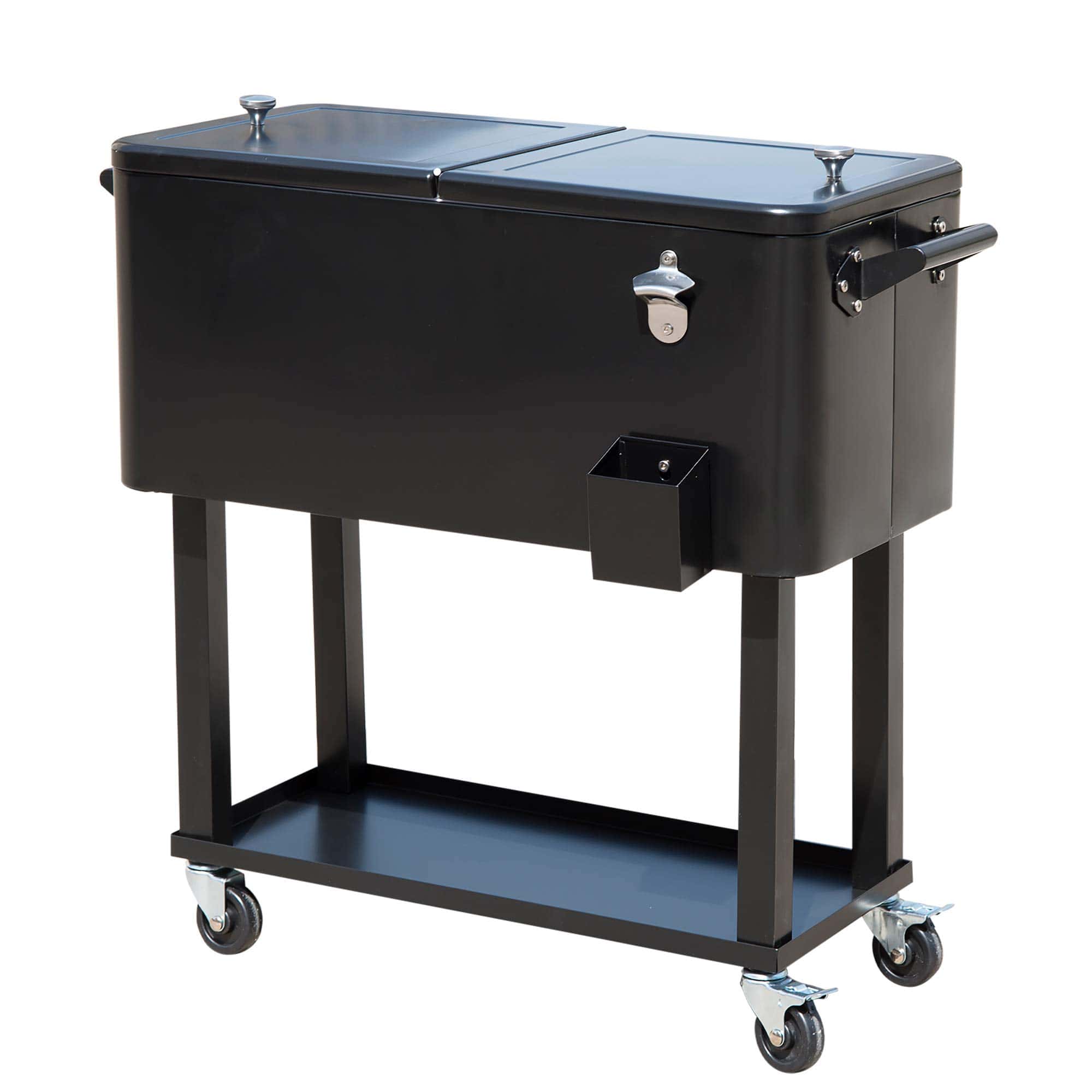 Outsunny 80 Quarts Wheeled Serving Station/Cart - Black
