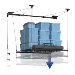 FLEXIMOUNTS GL1 4x4 Ft Overhead Garage Storage Rack - Heavy Duty, Adjustable, 300lbs, Black