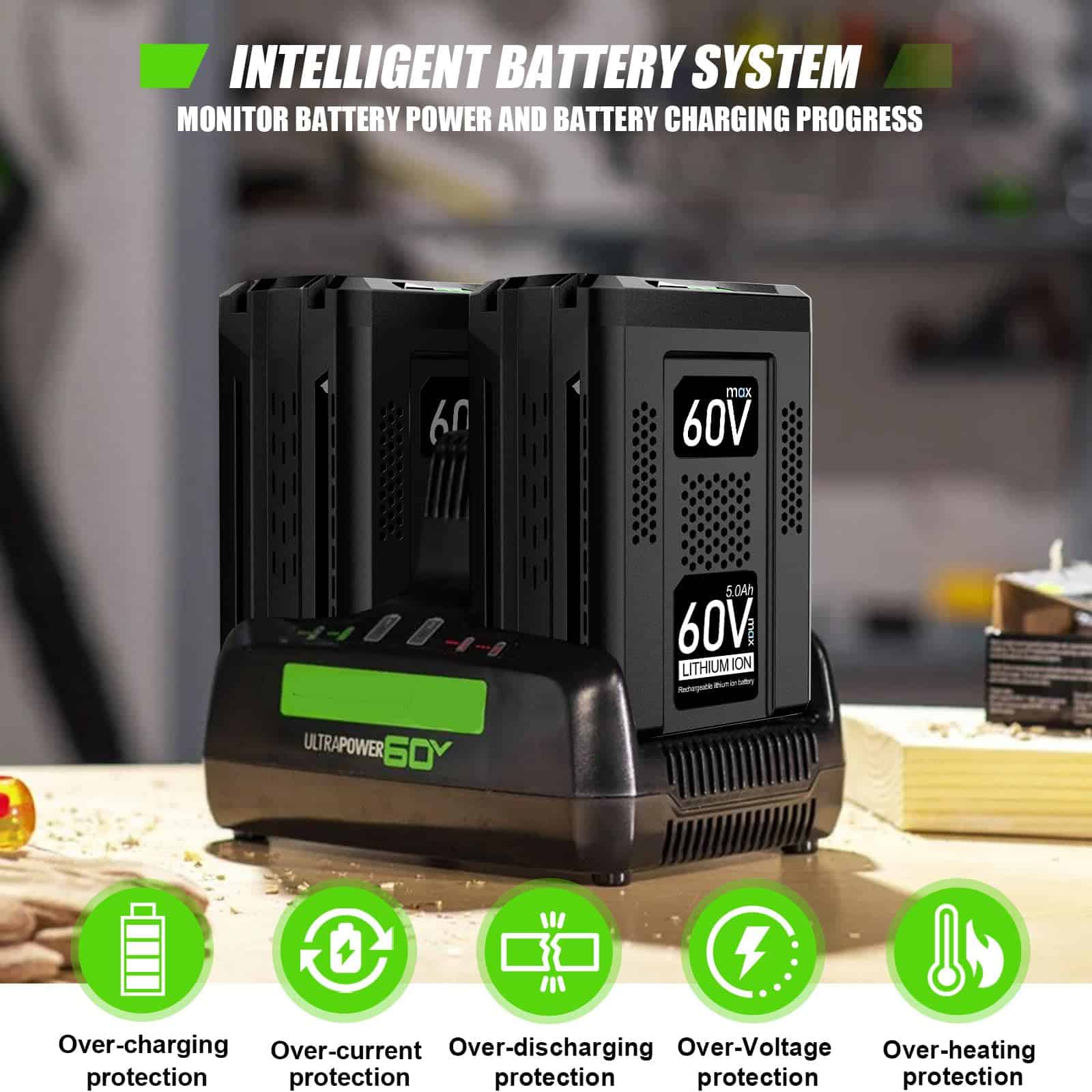 NEPOWILL 60V 5.0Ah Replacement Battery for Greenworks PRO 60V Battery Max LB60A03 LB60A02 LB60A00