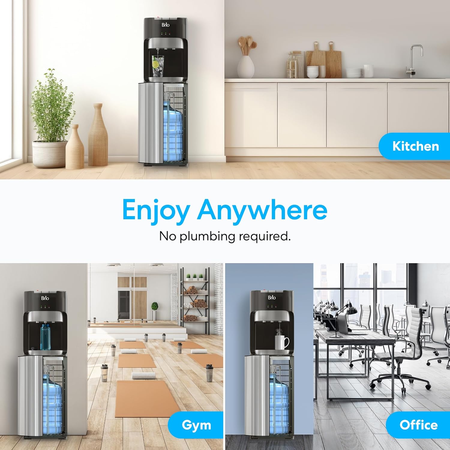 Brio Bottom Loading Water Cooler Dispenser for 5 Gallon Bottles - 3 Temperatures, Stainless Steel - Image 5