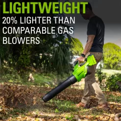 Greenworks 40V (120 MPH / 500 CFM / 75+ Compatible Tools) Cordless Axial Leaf Blower, 2.5Ah Battery and Charger Included