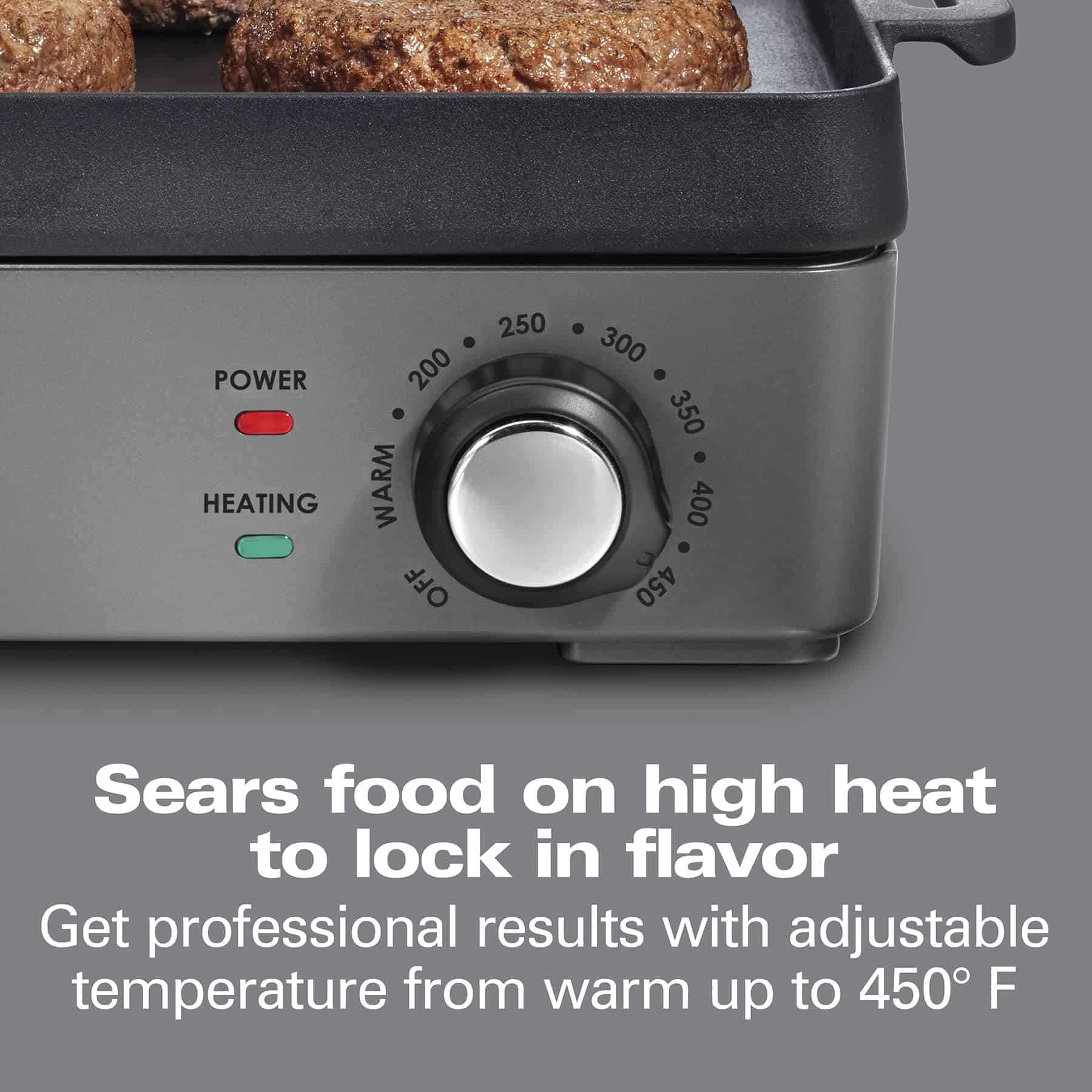 Cast Iron Indoor Electric Grill & Griddle, 10" x 16" Preseasoned Cooking Surface, Adjustable Temperature up to 450° F, Black (38560)