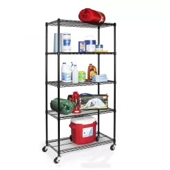 Seville Classics UltraDurable Heavy Duty NSF Solid Steel Wire Rack Storage Unit, Organizer for Garage, 5-Tier Shelving, 36" W x 18" D