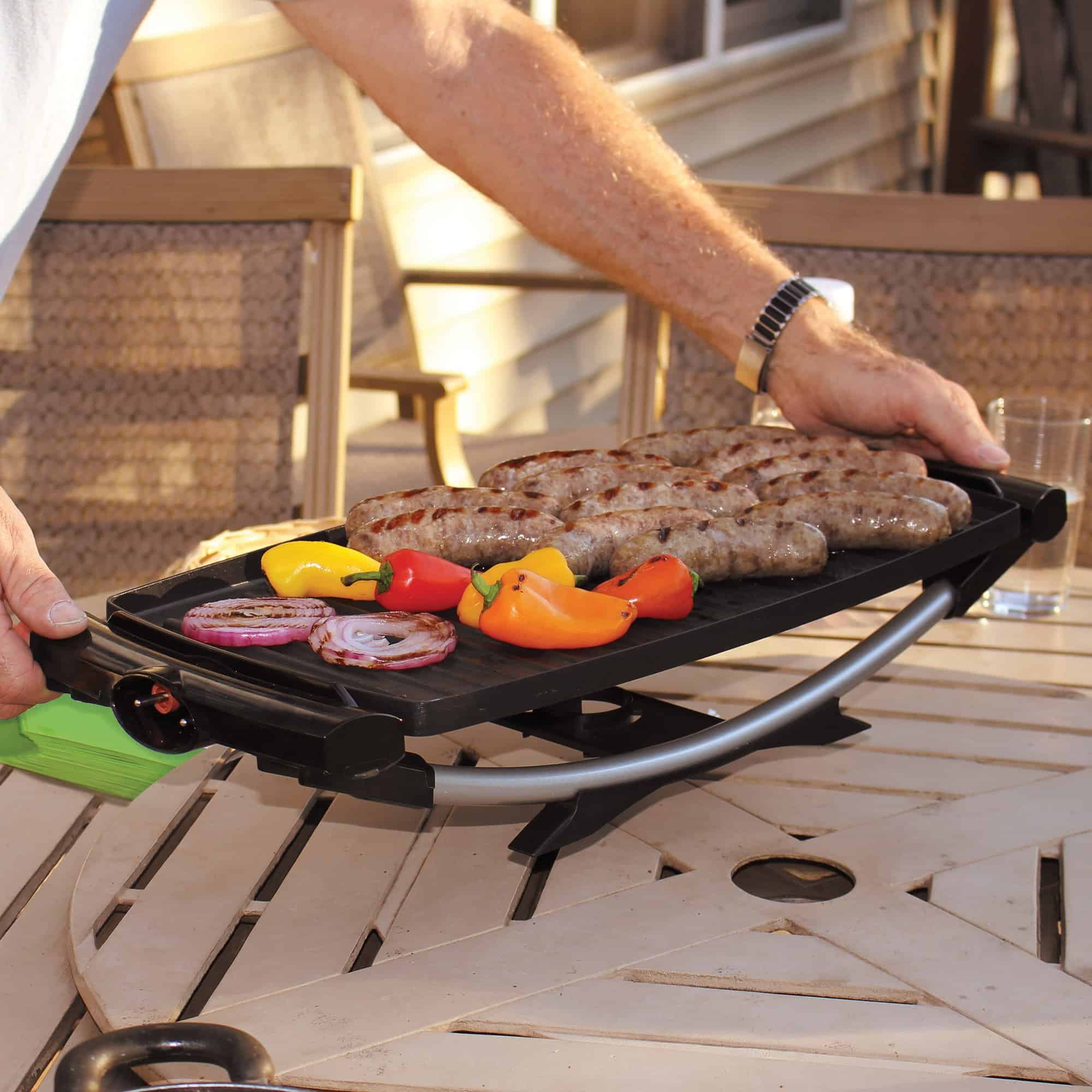 George Foreman 12-Serving Indoor/Outdoor Rectangular Electric Grill, Red, GFO201R