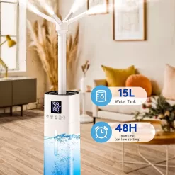 Honovos Humidifiers for Bedroom, 15L Wholehouse Humidifier for 2000 sq. ft, 600ml/h Cool Mist Humidifier