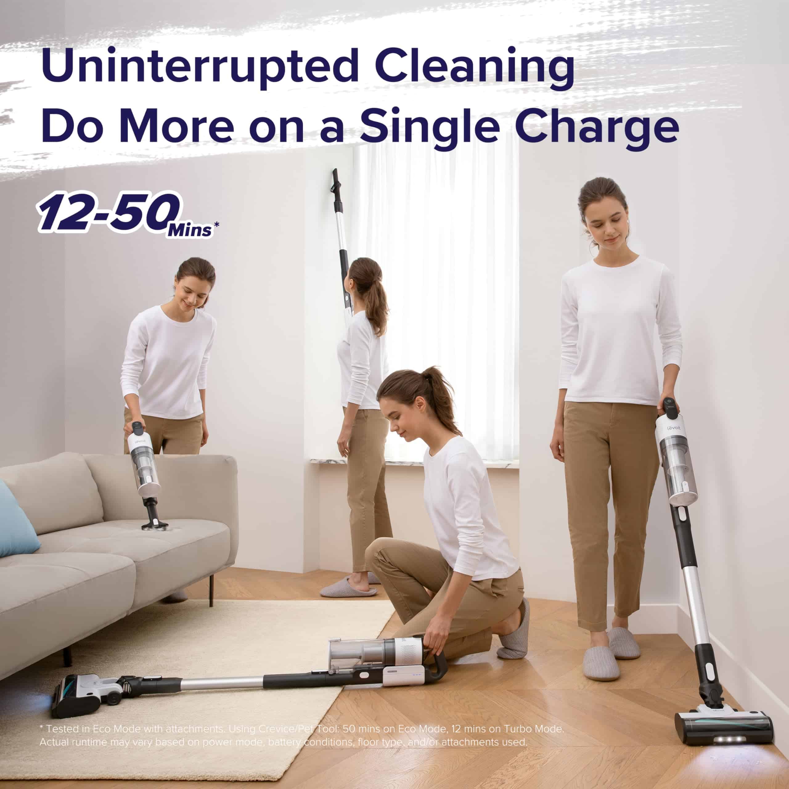 LEVOIT Cordless Vacuum Cleaner, Stick Vac with Tangle-Resistant Design, Black & White