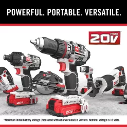 PORTER-CABLE 20V MAX* Cordless Drill Combo Kit, 6-Tool (PCCK617L6)