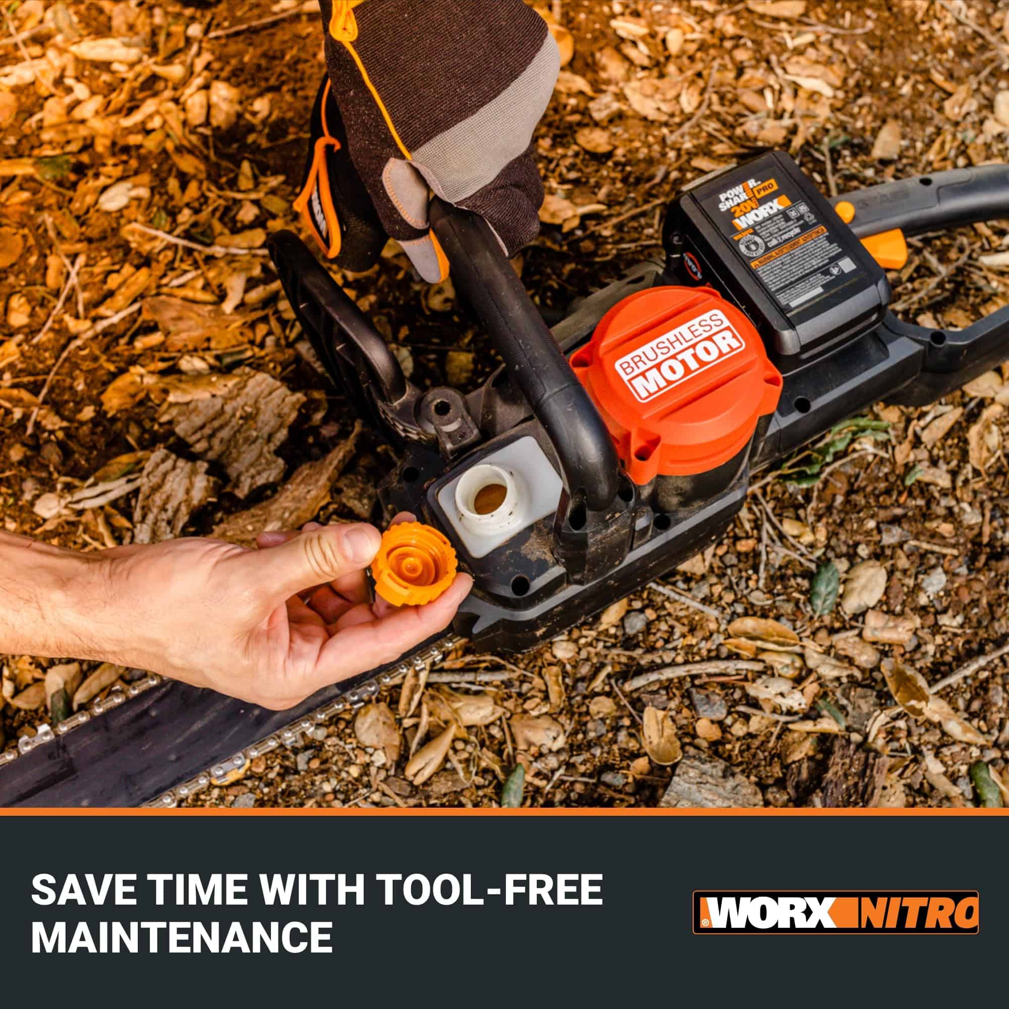 Worx Nitro 40V 16" Cordless Chainsaw WG385 Power Share Battery Chainsaw 59 ft/s Chain Speed Dual Safety Protection