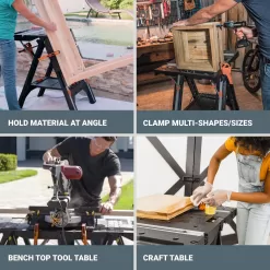 Worx Pegasus 2-in-1 Folding Work Table & Sawhorse, Easy Setup Portable Workbench, 31