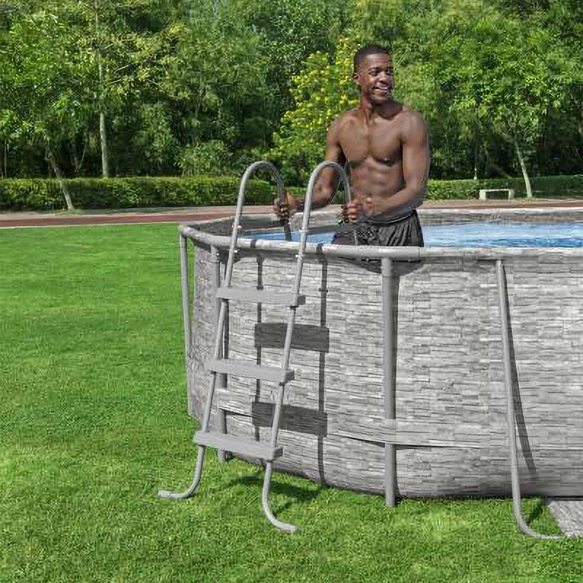 Bestway Power Steel Swim Vista Series II 14' x 8' 2" x 39.5" Above Ground Outdoor Swimming Pool Set