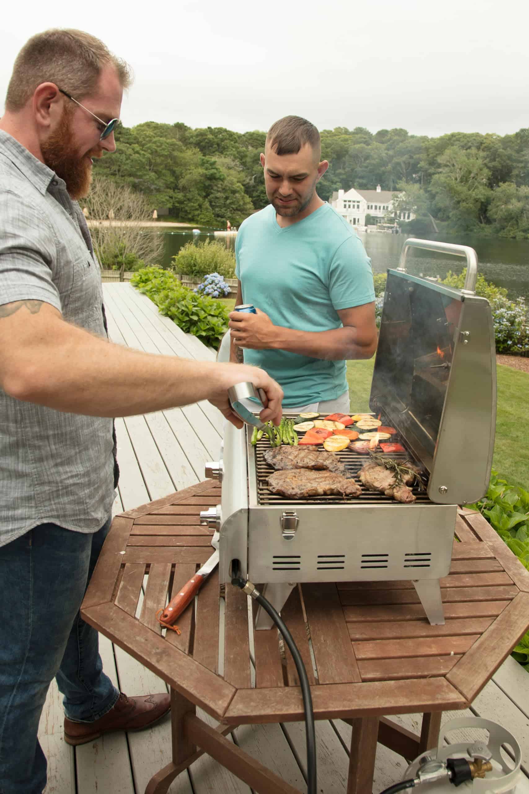 Cuisinart CGG-306 Chef's Style Portable Propane Tabletop 20,000, Professional Gas Grill, Two 10,000 BTU Burners, Stainless Steel