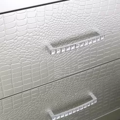 Signature Design by Ashley Olivet Glam 2 Drawer Nightstand with Faux Shagreen Drawer Fronts, Silver