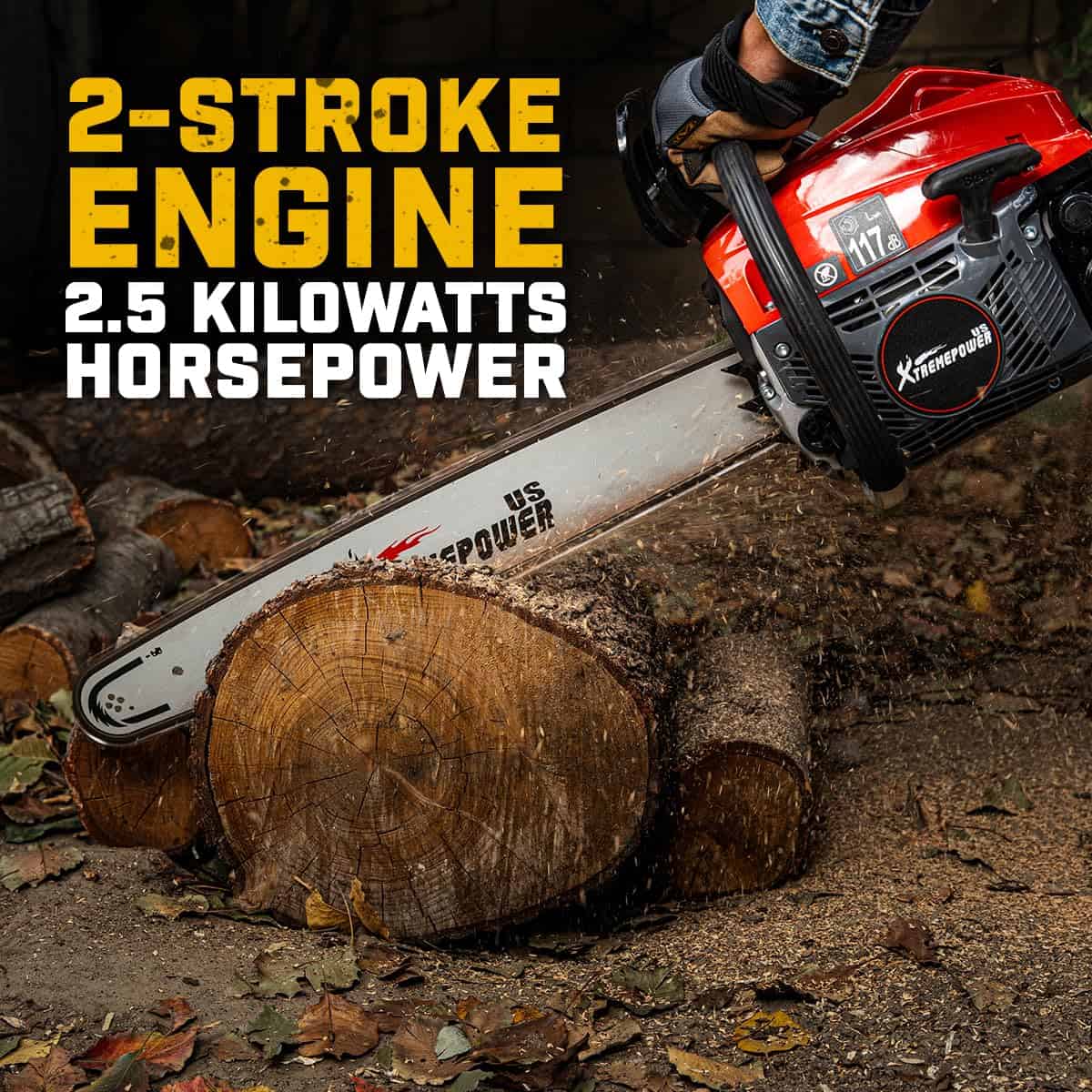 XtremepowerUS 22" Gas Chainsaw 57cc Gasoline Chainsaws 2.5Kw for Tree and Wood Cutting 22 Inch Guide Bar Power Chain Saw