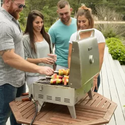 Cuisinart CGG-306 Chef's Style Portable Propane Tabletop 20,000, Professional Gas Grill, Two 10,000 BTU Burners, Stainless Steel