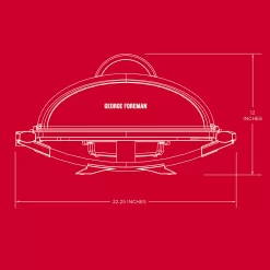 George Foreman 12-Serving Indoor/Outdoor Rectangular Electric Grill, Red, GFO201R