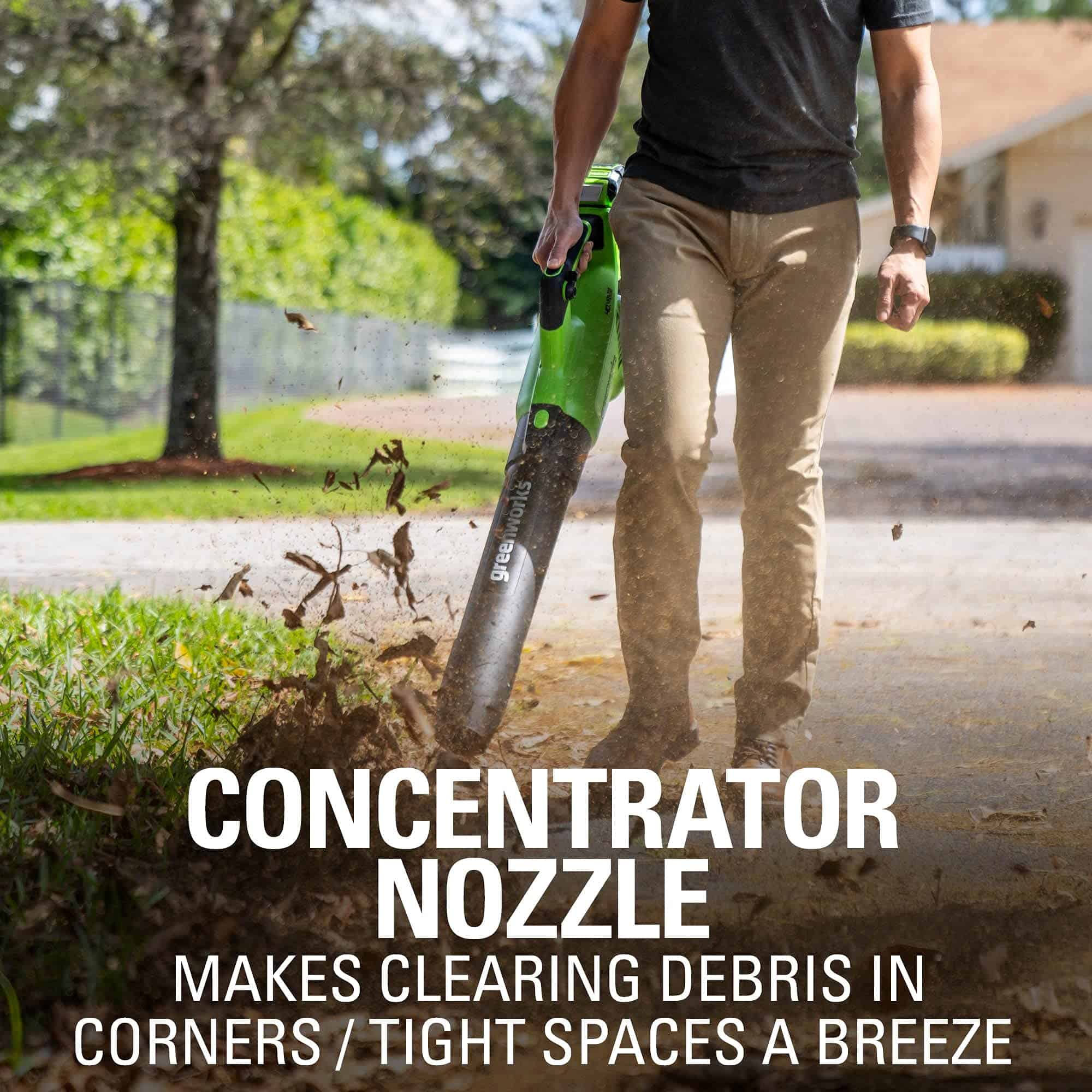 Greenworks 40V (120 MPH / 500 CFM / 75+ Compatible Tools) Cordless Axial Leaf Blower, 2.5Ah Battery and Charger Included