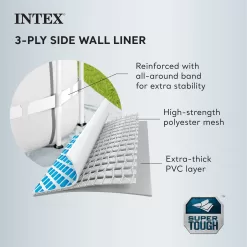Intex 15 Foot x 42 Inch Prism Frame Above Ground Outdoor Backyard Swimming Pool Set, Gray