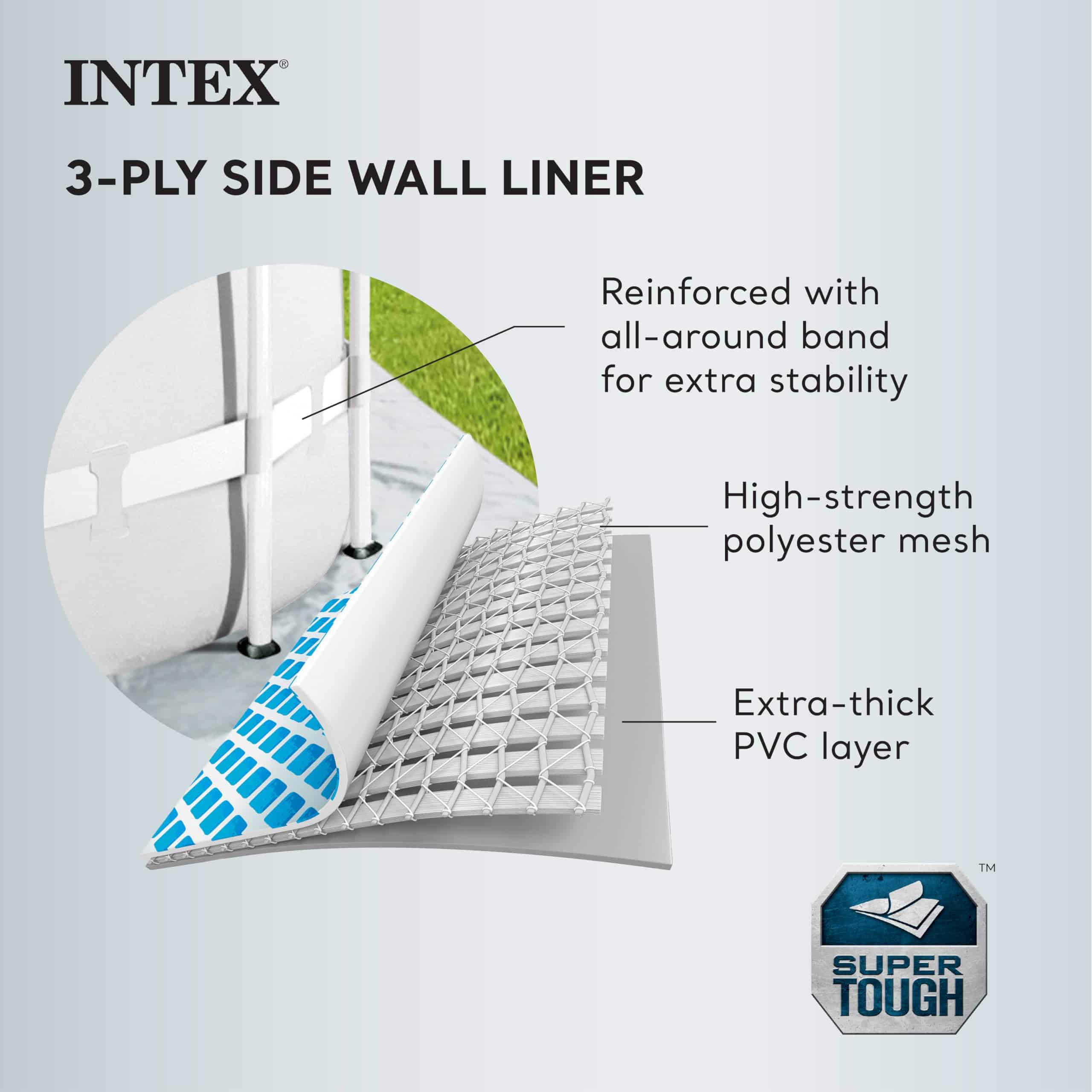 Intex 15 Foot x 42 Inch Prism Frame Above Ground Outdoor Backyard Swimming Pool Set, Gray