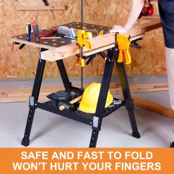 WORKESS Portable Workbench & Sawhorse, 1000Lbs Capacity Heavy Duty Folding Work Table, 23.6