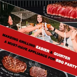 Techwood 1500W Electric Indoor Grill with Tempered Glass Lid, Portable Non-stick BBQ Korean Grill, Black