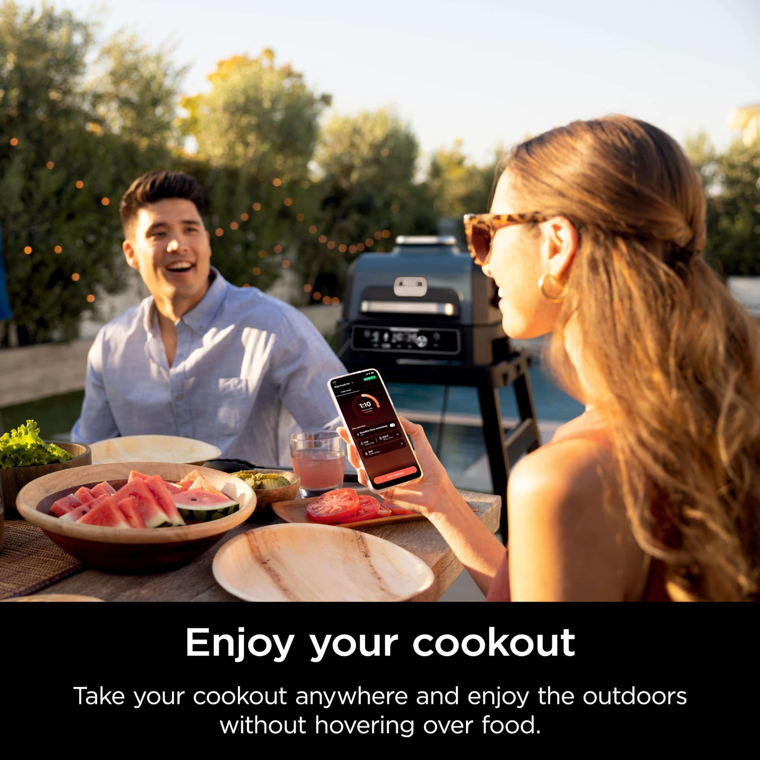 Ninja OG951 Woodfire Pro Connect Premium XL Outdoor Grill & Smoker, 2 Built-In Thermometers, Black