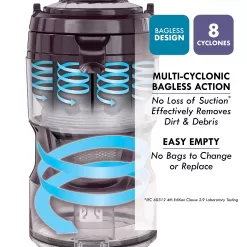 Kenmore Friendly Lightweight Bagless Compact Canister Vacuum, HEPA, Extended Telescoping Wand, Purple