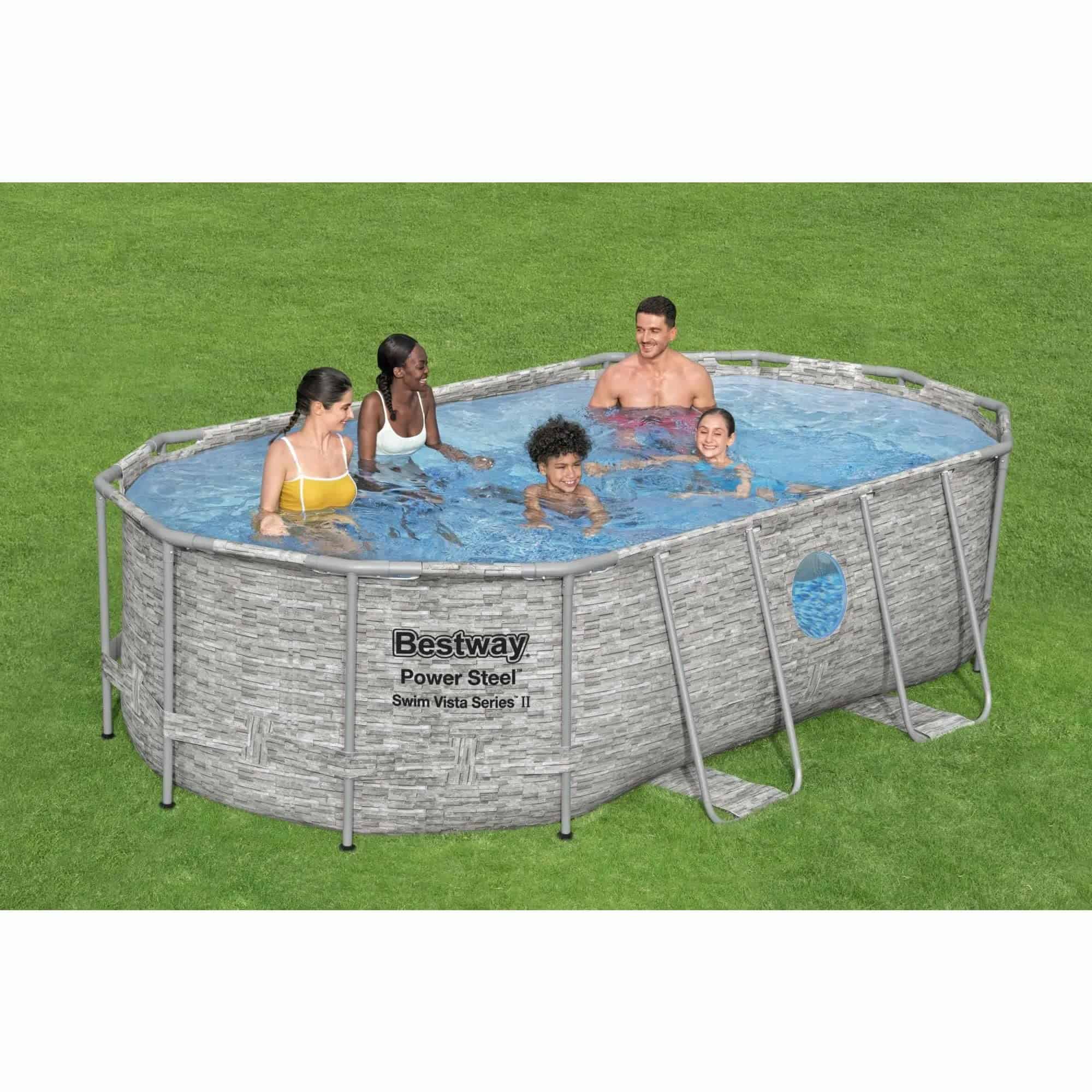 Bestway Power Steel Swim Vista Series II 14' x 8' 2" x 39.5" Above Ground Outdoor Swimming Pool Set