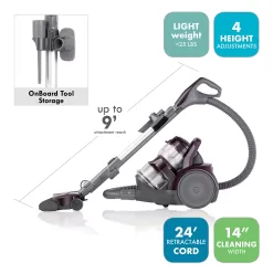Kenmore Friendly Lightweight Bagless Compact Canister Vacuum, HEPA, Extended Telescoping Wand, Purple