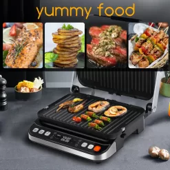 Taylor Swoden 10 in 1 Panini Press Sandwich Maker, 1600W Electric Indoor Grill with Non-Stick Double Sided Plates, Stainless Steel