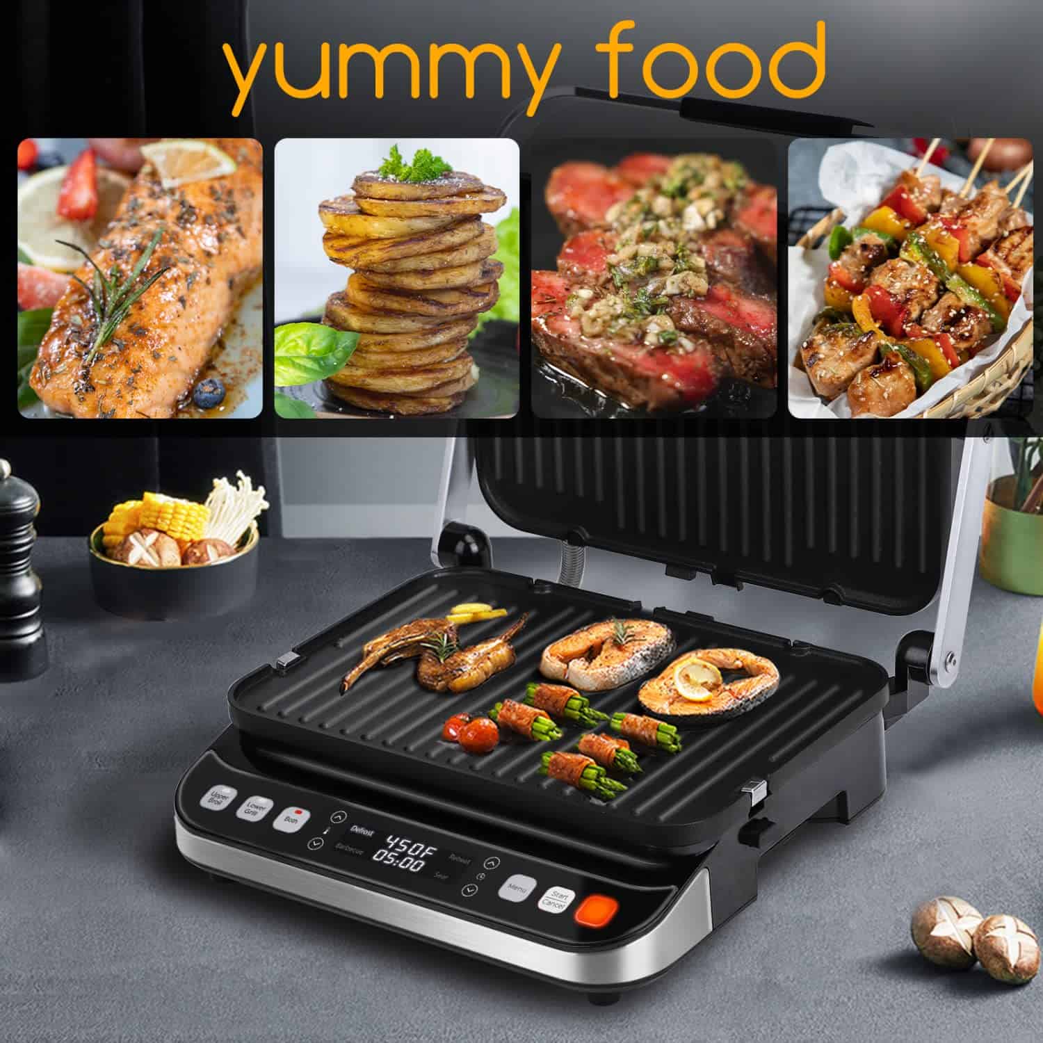 Taylor Swoden 10 in 1 Panini Press Sandwich Maker, 1600W Electric Indoor Grill with Non-Stick Double Sided Plates, Stainless Steel