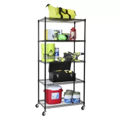 Seville Classics UltraDurable Heavy Duty NSF Solid Steel Wire Rack Storage Unit, Organizer for Garage, 5-Tier Shelving, 36