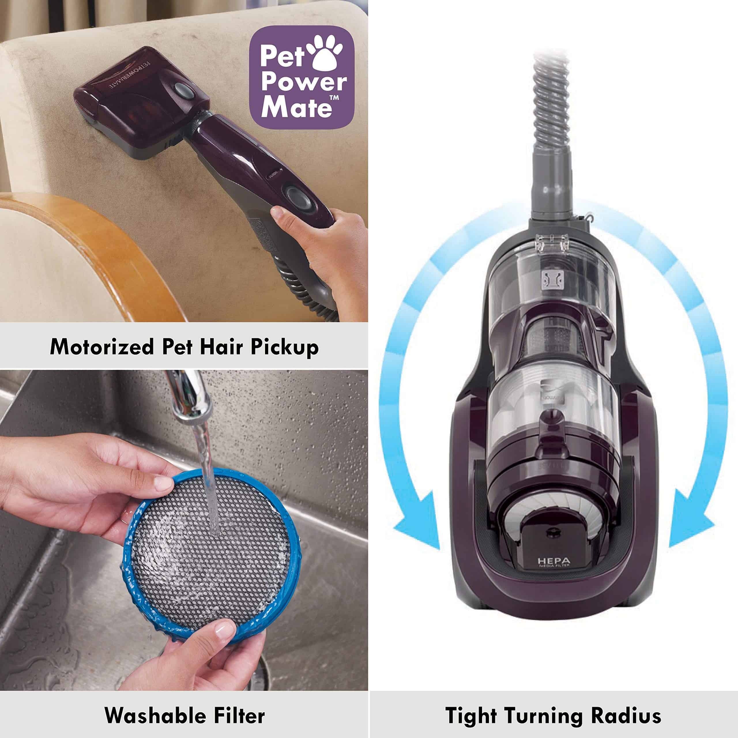 Kenmore Friendly Lightweight Bagless Compact Canister Vacuum, HEPA, Extended Telescoping Wand, Purple