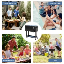 Outsunny 80 Quarts Wheeled Serving Station/Cart - Black