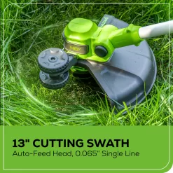 Greenworks 40V 13-Inch Cordless String Trimmer / Edger (Gen 2), 2.0Ah USB Battery and Charger Included