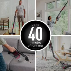 Shark IZ163H Pet Plus Cordless Stick Vacuum with Self-Cleaning Brushroll and HEPA Filter, Lightweight Deep Cleaning Vacuum, Raspberry